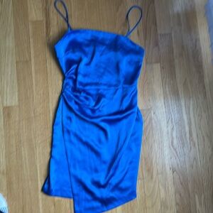 Zara blue satin mini dress